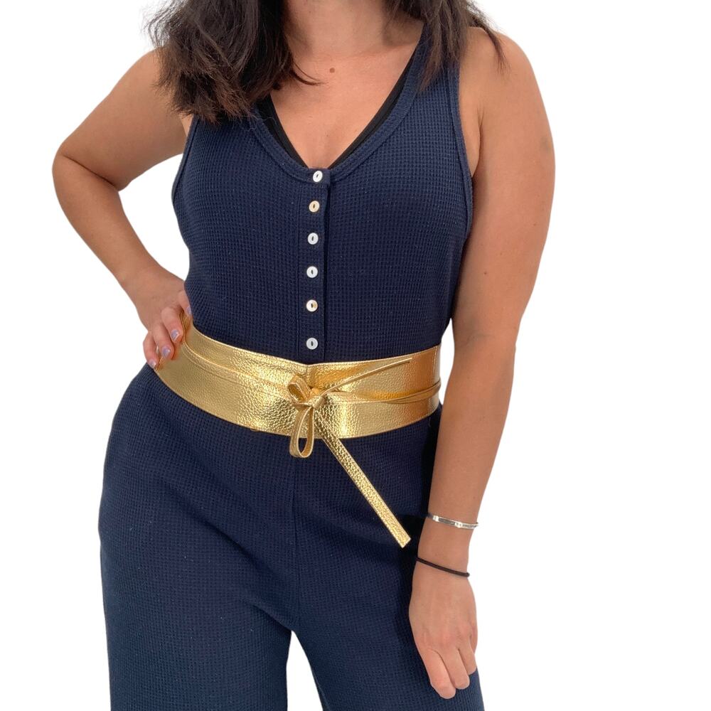 2/$30 Belt Wrap Around Waist Gold Boho Gypsy Cinched Faux Leather Tie Bow - Picture 6 of 8